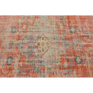 Vintage 4,5 X 9.5ft Naranja Beige Alfombra turca Estilo clásico Tabriz Rectángulo Patchwork Patrón para sala de estar Lana Viscosa Látex - Product Image 5