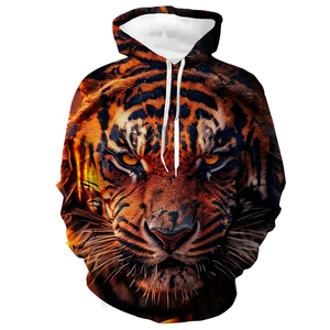 Sweat à capuche unisexe pour hommes Sweat à capuche à la mode Sweat à capuche Animal Color Block Wolf Print Daily Sports Casual Hoodies - Product Image 3
