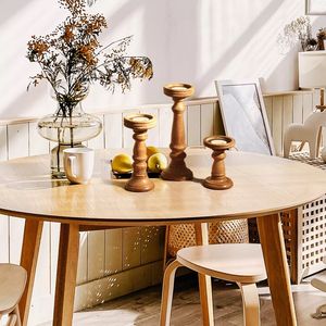 Respetuoso con el medio ambiente, pilares de madera, estilo Pedestal, portavelas elegantes para vajilla, portavelas elegante de madera, gran oferta - Product Image 4