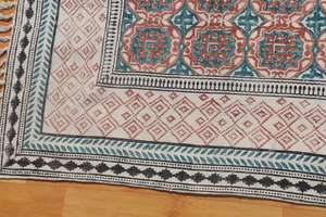 Alfombras DE TRABAJO DE ESTILO Rajasthani antiguo, diseño de patrón de impresión de bloque de mano, trabajo de bordado Jaipuri y alfombra de Material de algodón hecha a mano 100% - Product Image 3