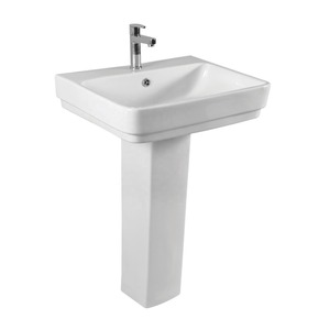 อ่างล้างหน้าแบบแท่นวางสำหรับอ่างล้างหน้าลายครามแบบศิลปะสมัยใหม่สีขาวผลิตจากอินเดีย - Product Image 3