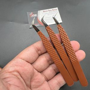 Vente chaude Diamant Grip Japonais En Acier Extension De Cils Pince À Épiler Chocolat Brun Couleur Enduit Lash Volumes Fibre Pointe Pince À Épiler - Product Image 5