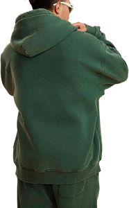 New Design Green Acid Stone Wash Hoodie 100% Cotton Washed <b>Top</b> Quality <b>Distressed</b> Hoodies Men's Casual Vintage Breathable - Product Image 4