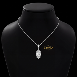 Collar con Colgante de Diamante Cultivado en Laboratorio con Corte Marquesa, Cadena de Oro de Plata de Ley 925, Collar Solitario para Mujer, Regalo Elegante - Product Image 3