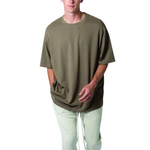 Camiseta de algodón 100% para hombre con hombros descubiertos y cuello redondo de gran tamaño de alta calidad, estampado personalizado, estilo cuadrado liso, longitud larga, Parte delantera en blanco - Product Image 1