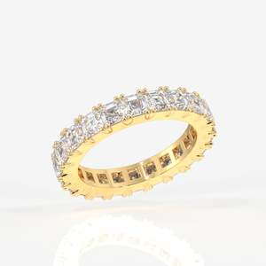 Asscher Cut Lab Grown Diamond Eternity Band 18K Gold <b>Ring</b> Premium Diamond <b>Rings</b> - Product Image 2