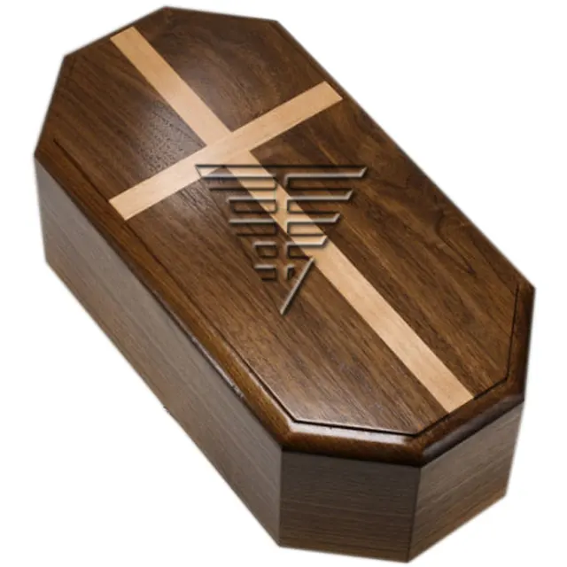 人間とペットの灰を保持するための安いソリッドローズウッドアソートコフィンスタイルの手作り火葬壷