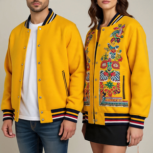 Hombres Collage Varsity cuero manga invierno béisbol Varsity chaqueta hombres 100% lana cuello redondo Varsity chaquetas hombres - Product Image 1