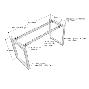 Patas de Mesa de Hierro de Estilo Industrial, Resistentes, 140x60 25x50, Requiere Ensamblaje, para Mesas de Hospital y Comedor HCRT004 - Product Image 3