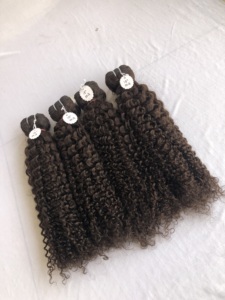 100% qualité supérieure vison cambodgien temple indien vierge 18 'couleur #2 Kinky Curly Bundle Extension donneur unique fournisseur indien - Product Image 5