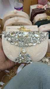 Custom Made Yellow Crystal & <b>Pearl</b> Embellished Hobos <b>Clutch</b> <b>Bag</b> with Floral Clasp Stone Pattern Waterproof. Bridal Stores - Product Image 5