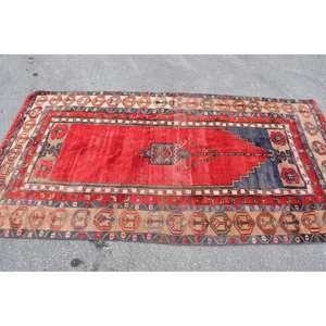 พรมตุรกีโบราณสีแดง-เบจ4.3x7.8ฟุตพรมปูพื้นสไตล์โบฮีเมียนขนาดใหญ่10มม. ทำจากยางขนสัตว์สำหรับตกแต่งห้อง - Product Image 4