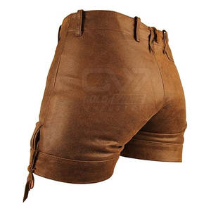Pantalones cortos ligeros de cuero para hombre al por mayor, pantalones cortos cómodos de cuero para hombre, pantalones cortos de cuero para hombre personalizados para venta en línea - Product Image 2