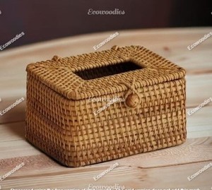 Cajas de pañuelos con soporte de ratán, caja de Navidad, estética, tejida a mano, coche rústico, decoración del hogar, restaurante, novedad - Product Image 1