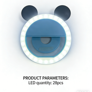 Clip lumineux pour téléphone en forme de dessin animé mignon, anneau lumineux LED rechargeable pour selfie, diffusion en direct et maquillage, 5600K - Product Image 3