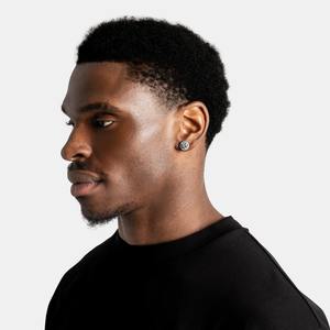 Luxury Round Halo <b>Stud</b> <b>Earrings</b> for <b>Men</b> and Women Silver Tone Iced Out Diamond Style Hip Hop Fashion Jewelry - Product Image 2