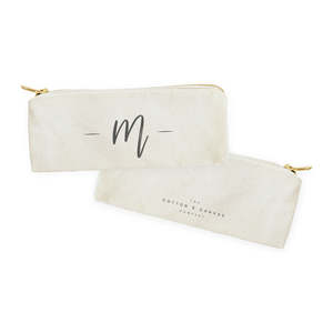 Étui à crayons portable avec monogramme manuscrit et pochette de voyage, motif personnalisé avec caractères - Product Image 2