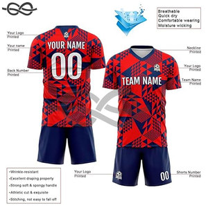 Vente en gros 100% polyester uniforme de football de Thaïlande ensembles d'uniformes de football t-shirt maillot de football prix de gros - Product Image 4