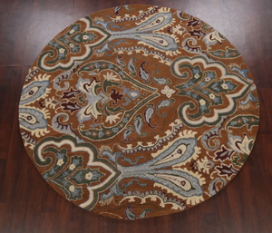 Tapis indien tufté à la main chocolat noir vibrant fait à la main beau motif abstrait taille personnalisable disponible en rouge multicolore - Product Image 2