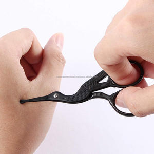 Stainless Steel Round Headed Black Makeup Scissors for Safe <b>Trimming</b> of Eyebrows and Nose Hair Durable Small Scissors Custom - Product Image 4