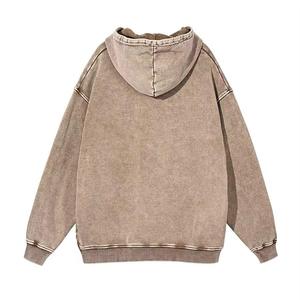 Nueva moda Streetwear Vintage Sudadera con capucha Algodón Sun Faded Acid Wash Hoodie French Terry Blank Cropped Zip up Boxy Hoodie para hombres - Product Image 2
