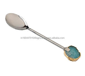 Tendance Artisan personnalisé fait à la main argent et couleur turquoise SS et agate ensemble de service de 5 pièces - Product Image 2