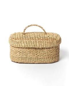 Boîte à mouchoirs en herbe de mer écologique en gros avec couvercle, forme ovale, tissée à la main, couleur naturelle, rangement décoratif pour hôtel, maison, en provenance du Vietnam - Product Image 4