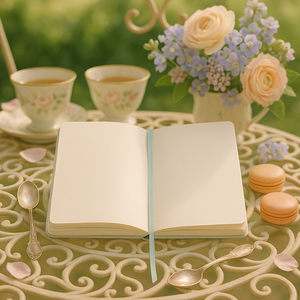 Labon màu xanh hoa thêu máy tính xách tay A5 vải cổ điển Tạp Chí với ren và hoa hồng thiết kế cho món quà lãng mạn và hàng ngày bằng văn bản - Product Image 4