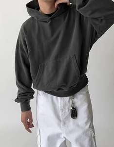 Pull-over oversize vierge à épaules tombantes avec logo 100% coton personnalisé Sweat-shirt épais Sweat-shirt à capuche en éponge française pour hommes - Product Image 5