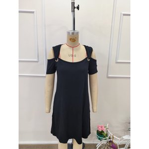 Robe courte en viscose pour femme Jane's, à manches courtes, épaules dénudées, avec détails œillets, coupe décontractée pour le jour et la nuit - Product Image 5