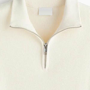 Pull en laine pour hommes respirant couleur unie demi fermeture éclair manches longues décontracté Offre Spéciale marque pull d'hiver - Product Image 2