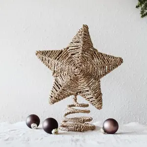 Best Selling Woven Seagrass Star <b>Tree</b> Topper for <b>Christmas</b> <b>Tree</b> Natural Rustic Holiday Decoration for Festive Home Decor - Product Image 2