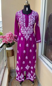 Última colección Trending Design Heavy Soft Reyon Kurti Palazo Chikankari Handwork Venta al por mayor Tarifas Venta Ropa de mujer Superventas - Product Image 2