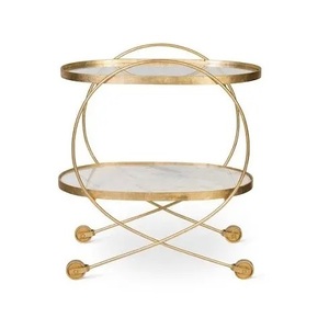 Carrito para servir comida Acero inoxidable Acabado dorado Con carrito de servicio decorativo de mármol Para el hogar y el hotel Precio completo - Product Image 1