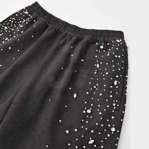 Pantalon de travail décontracté à quantité minimale de commande basse pour hommes en coton avec strass Pantalon taille haute et droit pour l'extérieur Pantalon avec strass pour hommes - Product Image 3
