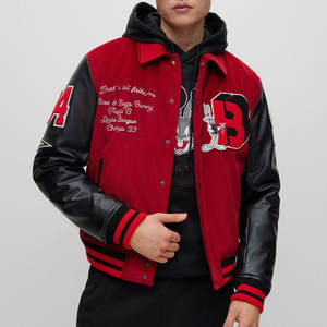 Chaqueta Bomber Premium para Hombre, Personalizable, Cuerpo de Lana, Mangas de Algodón, Estilo Clásico de Béisbol, Ropa Urbana, Pedido al por Mayor - Product Image 3