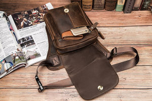 Trend Original Leather Unisex Casual Coffee Classic Fashion <b>Travel</b> Fanny Waist Belt Single Zipper <b>Bag</b> - Product Image 3