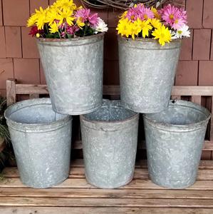 Maceta galvanizada de hierro ecológica con mango de forma redonda para uso en el hogar y el jardín para cultivar flores de múltiples plantas - Product Image 3