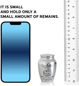 Personalized Baby <b>Mini</b> Urn Stainless Steel Decorative Keepsake Urn Engraved Memorial Urn for Loss of Child Custom Size Silver - Product Image 3
