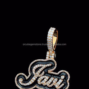 Nouveau design personnalisé pendentif diamant argent 925 breloques émail glacé personnalisé plaqué or rose VVS Moissanite lettre pendentif - Product Image 4