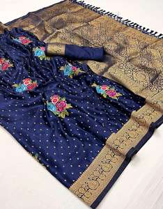 Sari de Seda Banarasi con Estampado Patola de Última Moda con Ribete de Piel Sintética, Prenda de Alta Calidad para Fiestas y Festivales de Fab Zone - Product Image 5