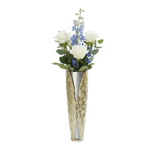 Jarrón Decorativo de Lujo Moderno Hecho a Mano con Diseño de Iris Negro, Acero Inoxidable y Latón Oxidado, Decoración Floral para el Hogar, en Oferta - Product Image 4