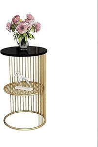 Table basse avec plateau en bois et structure en métal, table d'angle en métal (noir doré) - Product Image 4