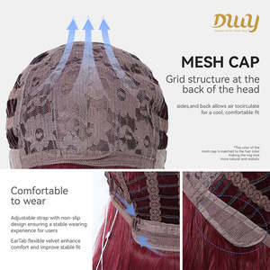 DWY 26-Inch Bold Burgundy Glam <b>Curly</b> <b>Wig</b> Transparent Lace Wine <b>Red</b> Color - Product Image 5