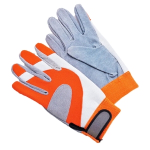 Gants de sécurité haute visibilité HLI personnalisés en cuir/polyester pour mécaniciens, avec fermeture élastique au poignet et doigts entiers - Product Image 4