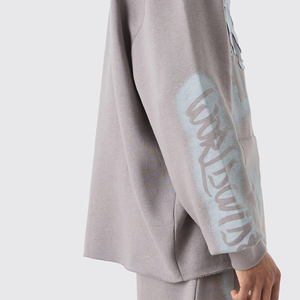 เสื้อฮู้ด500gsm สำหรับผู้ชายผ้าฝ้ายรุ่น100% ที่มีน้ำหนักเบาซักวินเทจสำหรับฤดูหนาว - Product Image 4