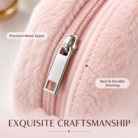 Pochette de maquillage et trousse à cosmétiques personnalisées avec logo, en minky, grande capacité, écologiques, durables, portables, avec fermeture éclair, pour femmes, pour les voyages