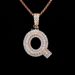 Pendentif Hip Hop Initial Q personnalisé en or 10 carats diamants de laboratoire de taille brillante glacé VVS clarté lettre de bijoux en argent fin - Product Image 5