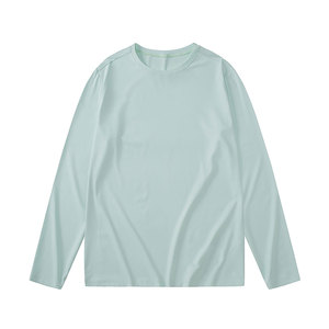 Camisetas de manga larga para hombre, camisetas deportivas de manga larga para entrenamiento en el gimnasio, camiseta atlética de algodón blanco 100% - Product Image 3