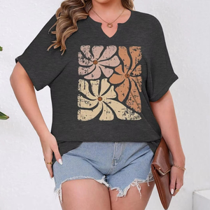 Camiseta Casual para Mujer Talla Grande, Corte Curvo, Ajuste Cómodo, Capa Suave, Sensación Suave, Transpirable, Ecológica, Tejido Cómodo para Uso Diario - Product Image 1